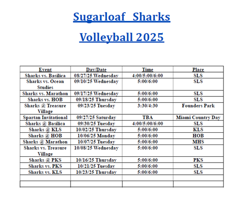 2025 Volleyball Schedule